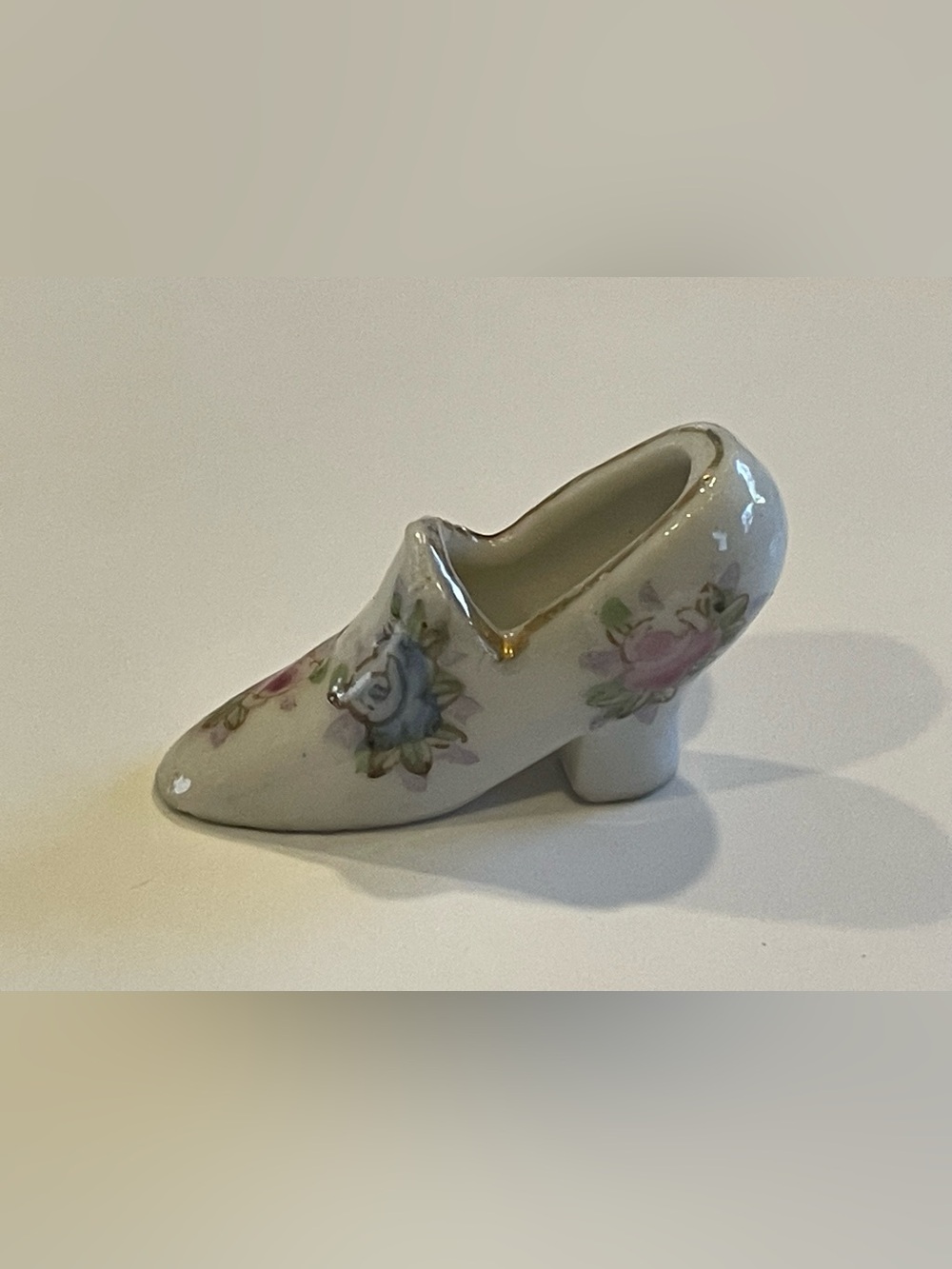 Vintage Flower Extra Miniature Porcelain Shoe #0251
